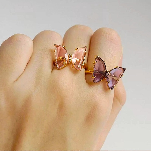 ⚜️[𝟯/$𝟭𝟴]⚜️Gray Butterfly Crystal Gold Ring NEW - Picture 5 of 10
